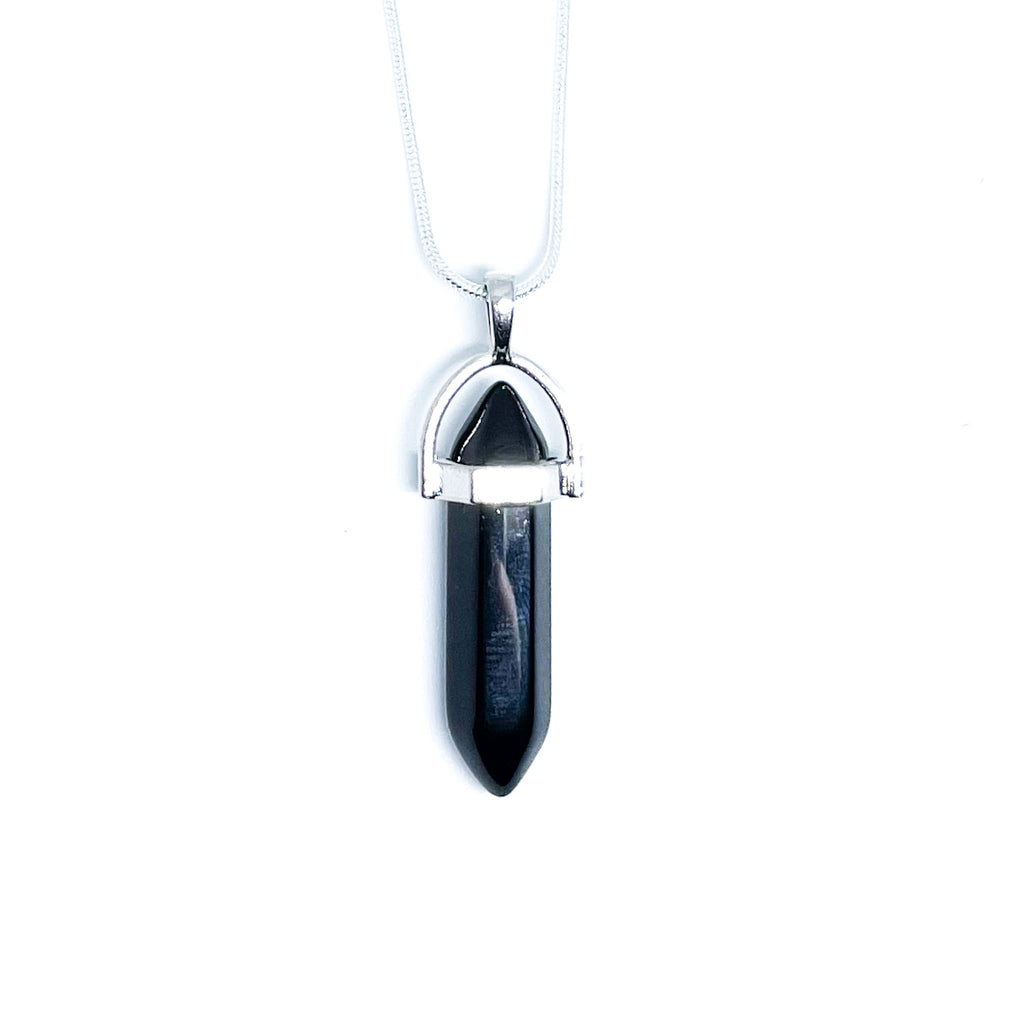 Black Agate Energy Gemstone Crystal Necklace