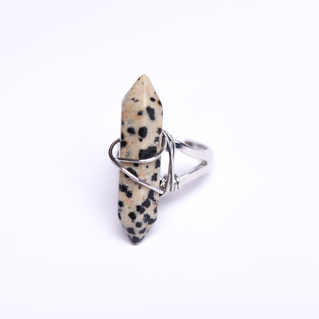 Dalmatian Jasper Energy Gemstone Ring