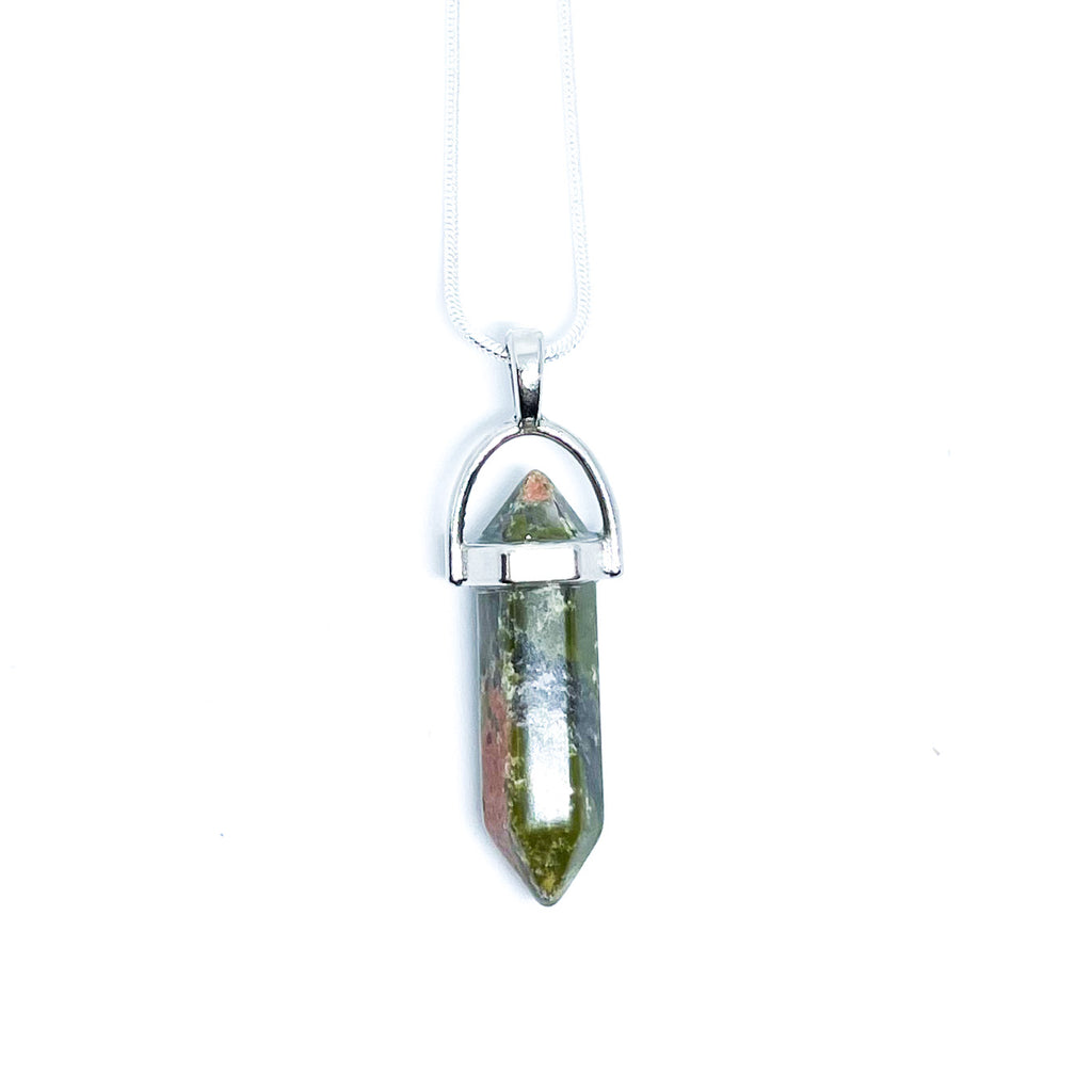 Unakite Energy Gemstone Crystal Necklace