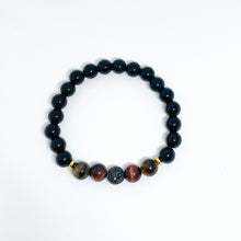 Multicolor Tiger Eye and Onyx Energy Gemstone Couples Bracelet Set