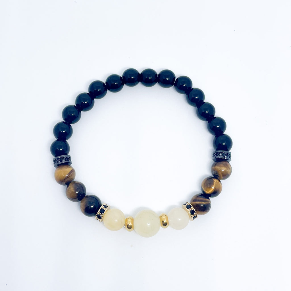 Tiger eye, Citrine and Black Tourmaline Energy Gemstone Bracelet