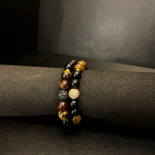 Multicolor Tiger Eye and Onyx Energy Gemstone Couples Bracelet Set