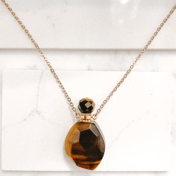 Gemstone Energy Bottle necklace Tiger eye (gold)