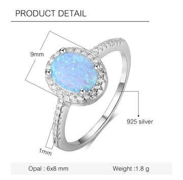 Blue Opal 925 Sterling Silver Gemstone Ring