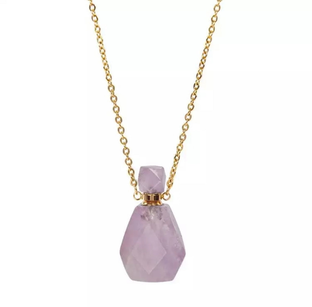 Gemstone Energy Bottle necklace Amethyst (gold)