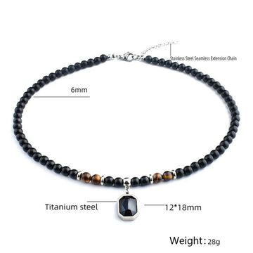 Tiger eye and onyx men Necklace