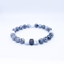 Gray Jasper and Howlite Energy Gemstone Couples Bracelet Set