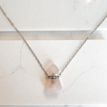 Rose Quartz Energy Gemstone Mini Bottle Necklace