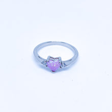 White, Pink, Blue Opal 925 Sterling Silver Gemstone Heart Ring