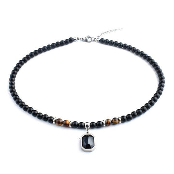 Tiger eye and onyx men Necklace