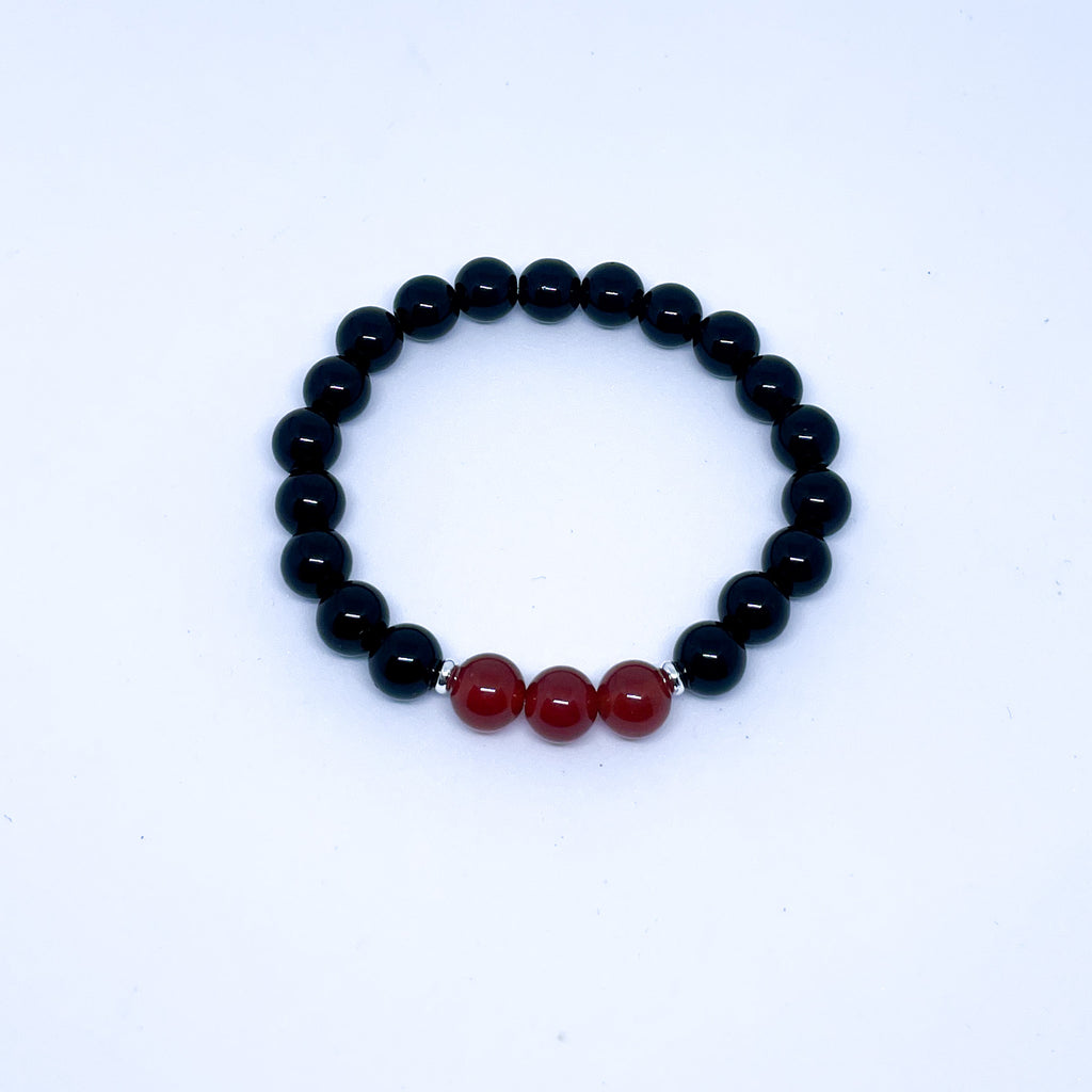 Carnelian and Onyx Energy Gemstone Couples Bracelet Set