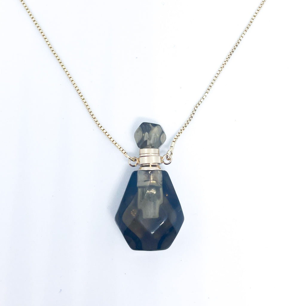 Gemstone Energy Bottle necklace Smoky quartz (gold)