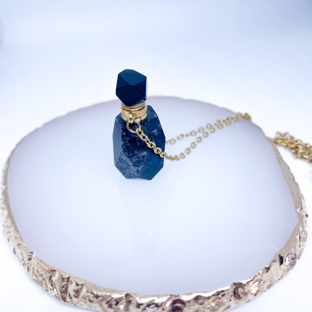 Gemstone Energy Bottle necklace Obsidian (gold)