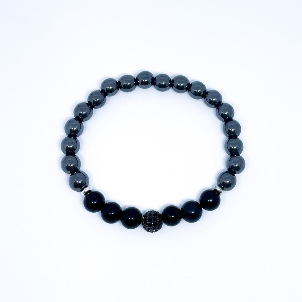 Black Onyx and Hematite Energy Gemstone Bracelet