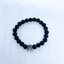 Howlite and Black Lava Energy Gemstone Couples Bracelet Set