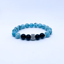 Turquoise and Onyx Energy Gemstone Couples Bracelet Set