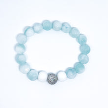 Mint Angelite and white agate Energy Gemstone Bracelet