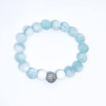 Mint Angelite and white agate Energy Gemstone Bracelet