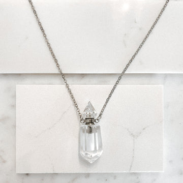 Gemstone Energy Bottle necklace Clear Quartz (silver)