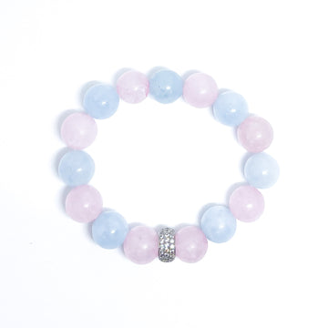 Rose Quartz Blue Aquamarines Energy Gemstone Bracelet