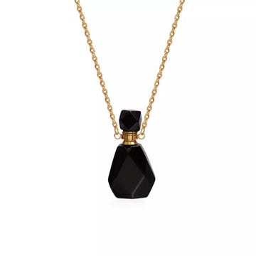 Gemstone Energy Bottle necklace Black agate (gold)