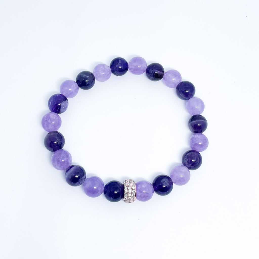 Lavender Amethyst and Amethyst Energy Gemstone Bracelet