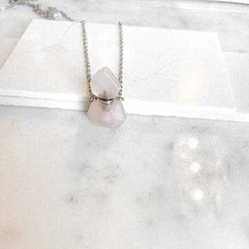 Rose Quartz Energy Gemstone Mini Bottle Necklace