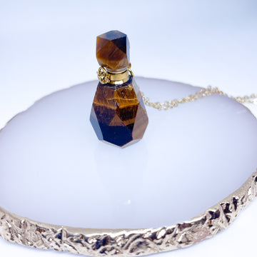 Gemstone Energy Bottle necklace Tiger eye (gold)