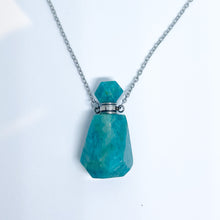 Gemstone Energy Bottle necklace Dark Amazonite (silver)