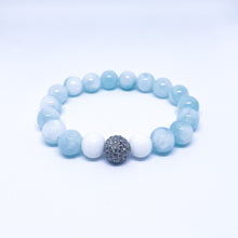 Mint Angelite and white agate Energy Gemstone Bracelet