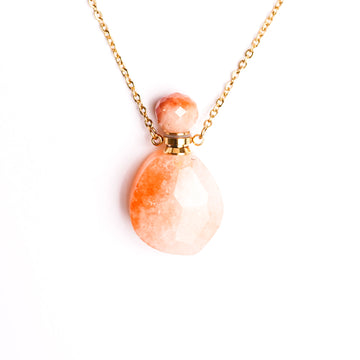 Gemstone Energy Bottle necklace Orange Jade (gold)