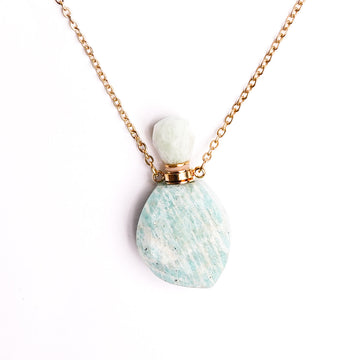 Gemstone Energy Bottle necklace Amazonite (Gold)