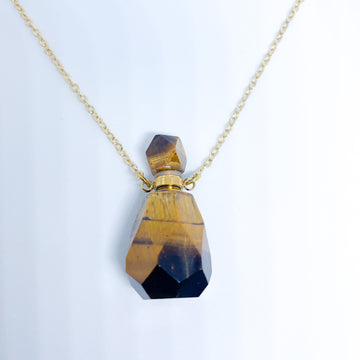 Gemstone Energy Bottle necklace Tiger eye (gold)