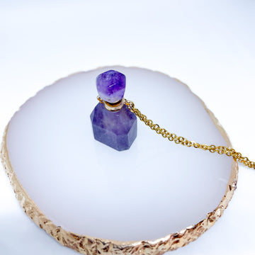 Gemstone Energy Bottle necklace Amethyst (gold)