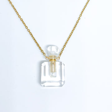 Gemstone Energy Bottle necklace Clear Quartz (gold)