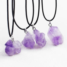 Raw Amethyst Energy Gemstone Crystal Necklace