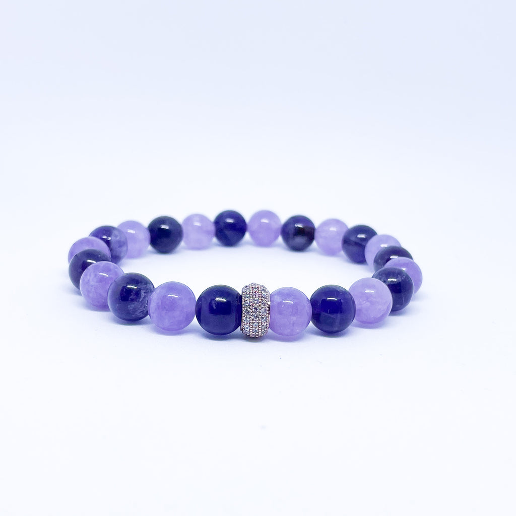 Lavender Amethyst and Amethyst Energy Gemstone Bracelet