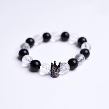 Obsidian and Clear Quartz Energy Gemstone Bracelet