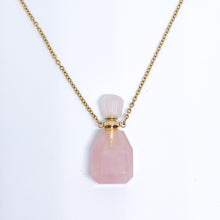 Gemstone Energy Bottle necklace Rose quartz (gold)