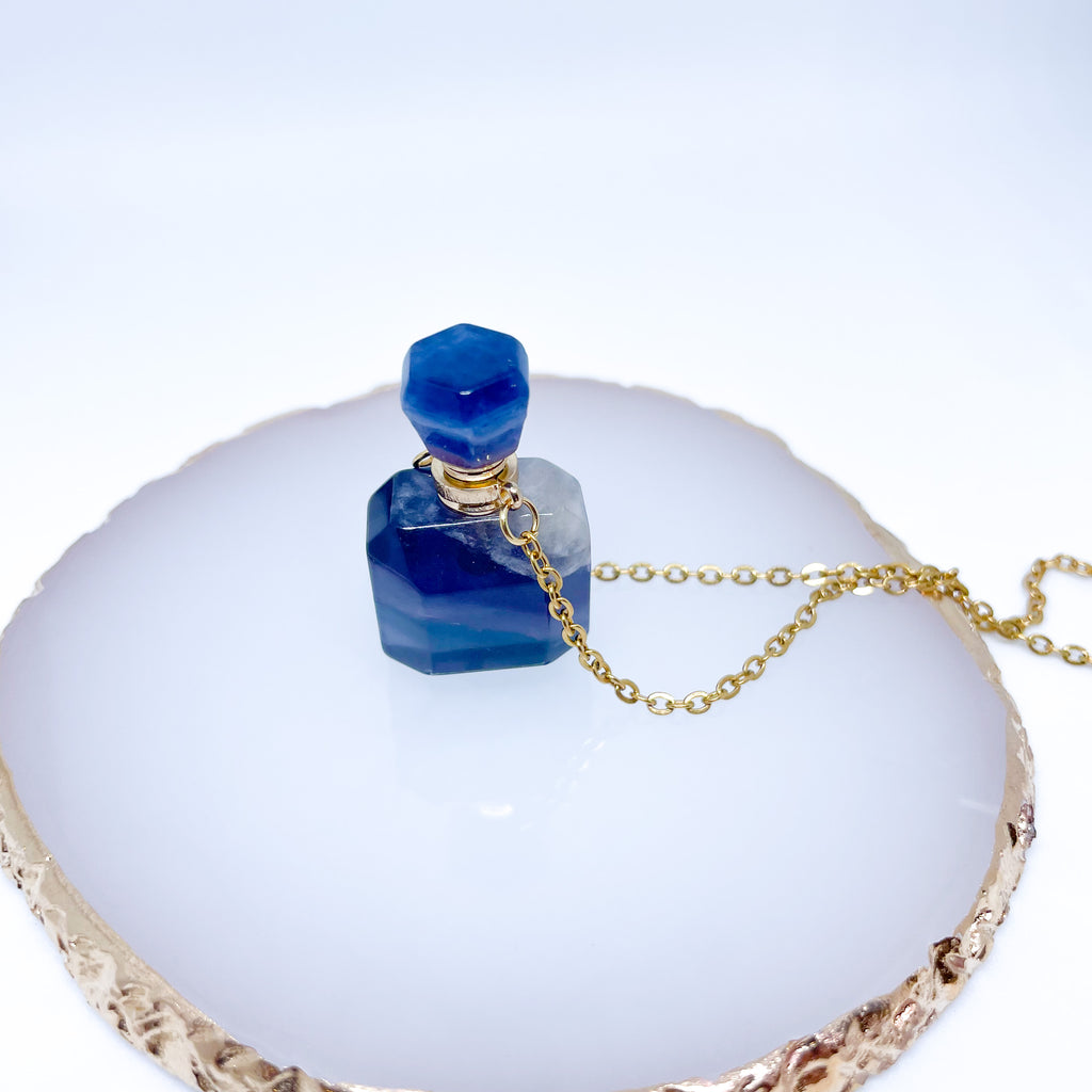 Gemstone Energy Bottle necklace Fluorite (gold)