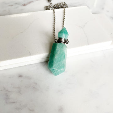 Amazonite Energy Gemstone Bottle Necklace(silver)