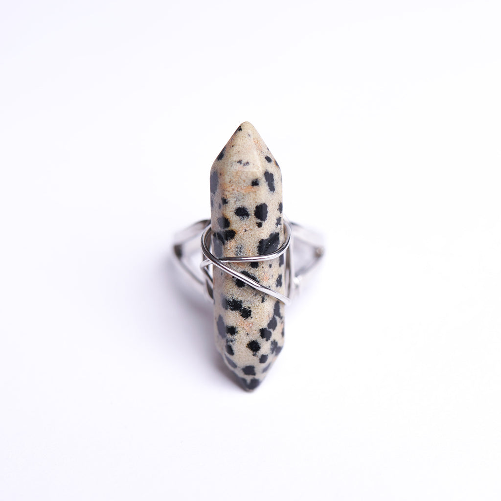 Dalmatian Jasper Energy Gemstone Ring