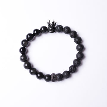 Black Lava and Obsidian Energy Gemstone Bracelet