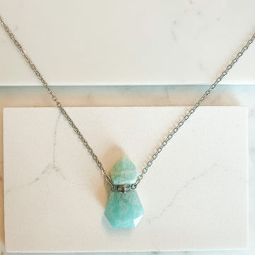 Amazonite Energy Gemstone Mini Bottle Necklace