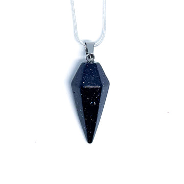 Blue Sand Stone Energy Gemstone Cone Necklace