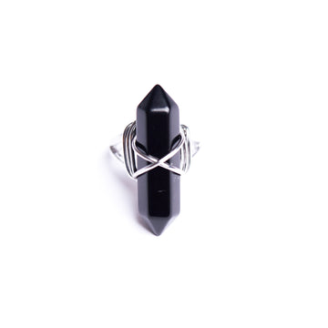 Black Agate Energy Gemstone Ring