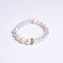 Pearl and Clear Quartz Energy Gemstone Bracelet