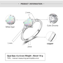 White, Pink, Blue Opal 925 Sterling Silver Gemstone Heart Ring