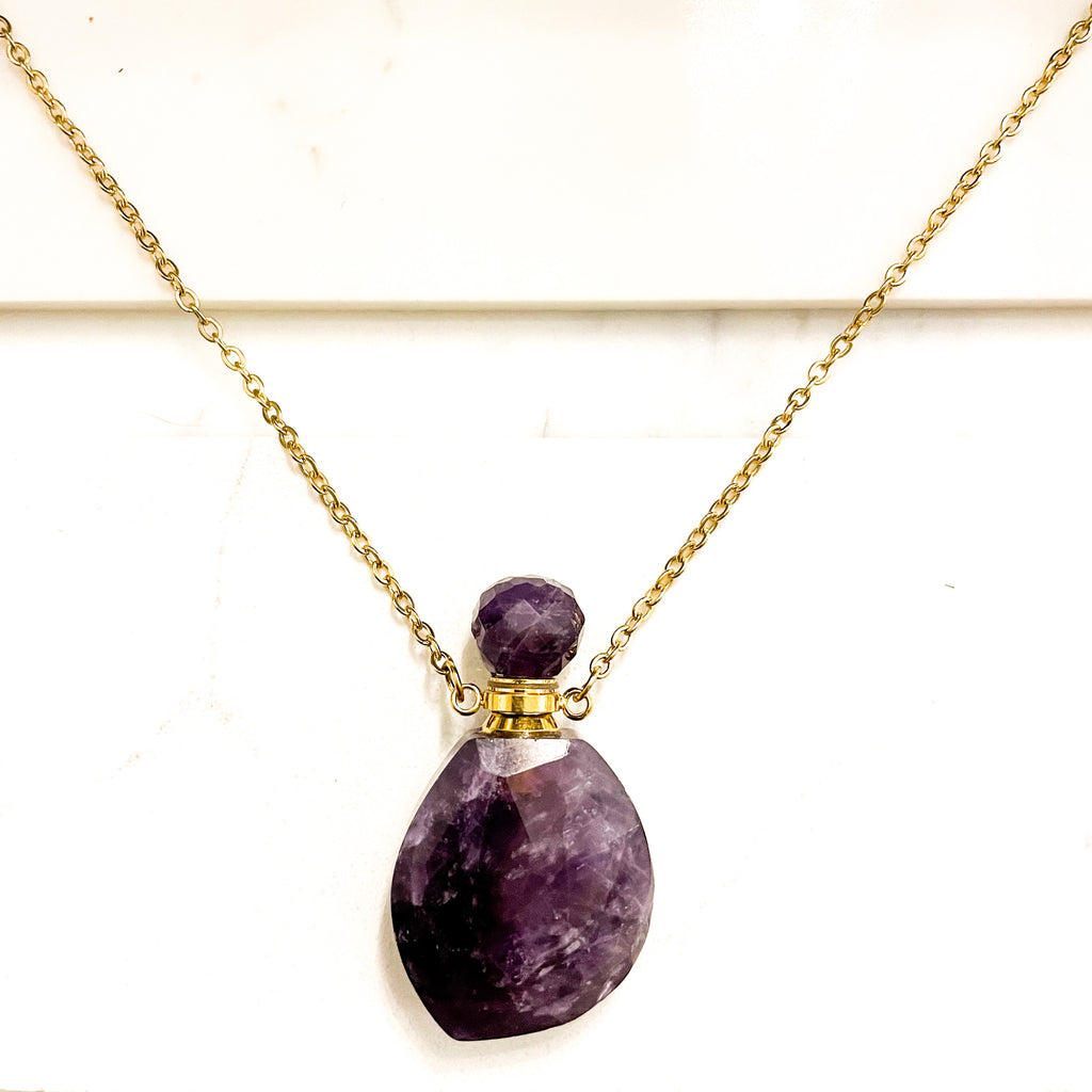 Gemstone Energy Bottle necklace Amethyst (gold)