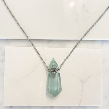 Gemstone Energy Bottle necklace Green fluorite (silver)